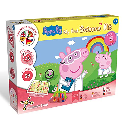 Science4you - Mein Erster Experimentierkasten mit Peppa Pig - Wissenschaftskit, 26 Experimenten für Kinder ab 4: Seifenblasen, Fingerfarben herstellen, Pflanzen züchten, Kinderspielzeug ab 4-7 Jahren