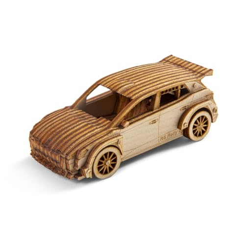 Skoda 6U0087558D Puzzle Miniatur 3D-Holzpuzzle Fabia RS Rally2, Maßstab 1:43, Braun
