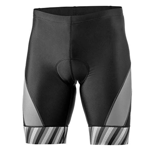 SLS3 Triathlon Hose Herren | 1 Tasche mit Reißverschluss | FX Z Tri Shorts | Gepolstert Schwarz (Black/Gray Stripes, L)