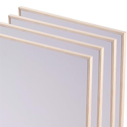 ARTIKUM 4X bespannter Malkarton 40x50 cm | Baumwolle, Pinienholz | Malfertige Canvas Panels mit Schattenfugenrahmen, Leinwandkarton mit Rahmen Set