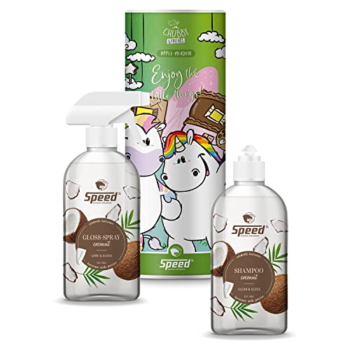 Speed Care'n'Snack Coconut, Verwöhn-Set für Pferde, mit Schweif- und Mähnenspray und Shampoo und GOODIETUBE, schmackhafte Pferdeleckerli und Premium-Pferdepflege im Vorteilspack