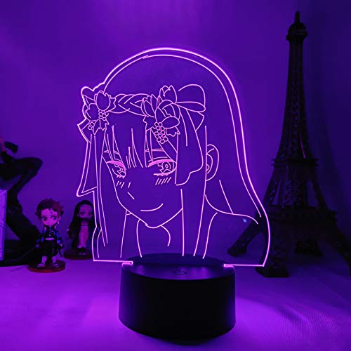 3D-Cartoon-Anime Zero Two 's Nachtlicht, 16 Farben mit Fernbedienung, LED-Nachtlicht, Darling in The Franxx visuelles LED, für Kinderzimmer, Dekoration, Schreibtischlampe