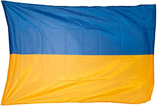 Fahnen Kössinger, Nationalflagge Ukraine, Hissflagge im Querformat, hochwertiger Siebdruck, Brillante Farben, blau-gelb, reißfest, 120 x 80 cm, 0,96 m² Fläche der Ukraineflagge