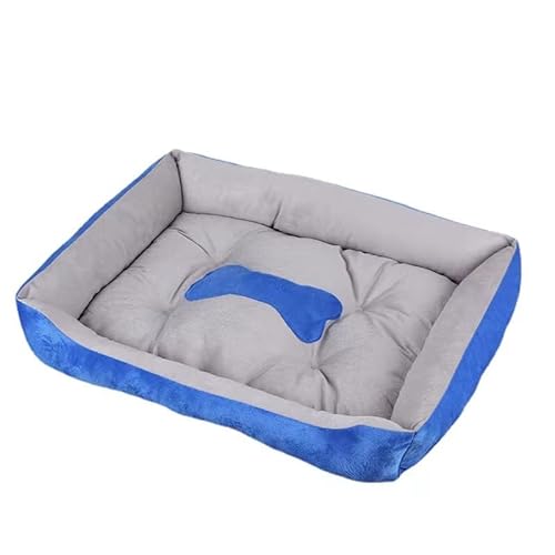 LICHOO Hundebett, Katzenbett, Plüsch-Haustierbett, weiches und bequemes waschbares Bett für Katzen und Hunde, geeignet für alle Arten von Haustieren (50×38×15cm,Grau Blau)