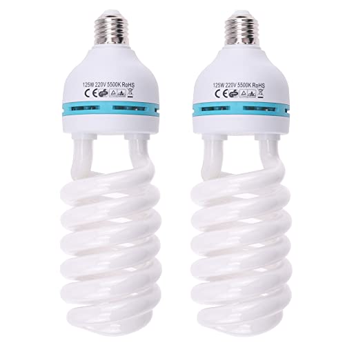Energiesparende kompakte Fluoreszierende Spiralbirne, 2 x 125W 220V 5400K CFL-Tageslicht E27-Sockellichtlampe für Foto-Videostudio-Beleuchtung