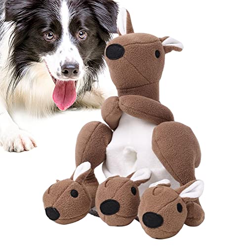 Stronrive Schnüffelspielzeug für Hunde | Interaktives Hundepuzzle-Spielzeug in niedlicher Känguru-Form,Quietschendes Plüsch-Kauspielzeug für Welpen, Hunde, Schnüffelteppich, Haustierspielzeug