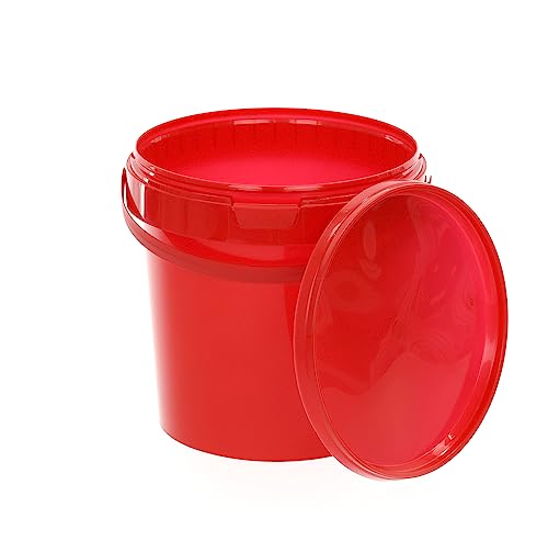 BenBow Eimer mit Deckel 1l rot 100x 1 Liter - lebensmittelecht, stabil, luftdicht, auslaufsicher, geruchsneutral - Aufbewahrungsbehälter aus Kunststoff, mit Henkel - leer