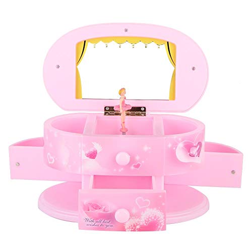 Spieluhr, Ballerina Schmuckschatulle, Ballerina Spieluhr Personalisierte Schmuck Aufbewahrungsbox Tanzen Geburtstagsgeschenk für kleine Mädchen für Mädchen (Pink)