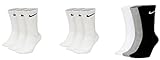 Nike 9 Paar Socken Herren Damen Weiß Grau Schwarz Tennissocken Sportsocken Sparset SX7664 Größe 34 36 38 40 42 44 46 48 50, Sockengröße:42-46, Farbe:weiß/weiß/grau