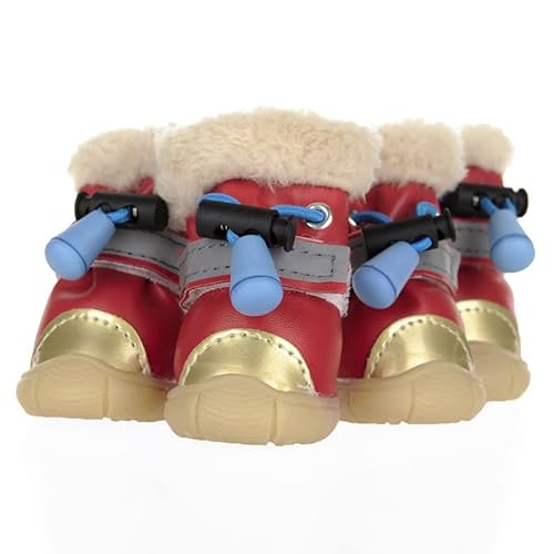 Hundeschuhe,Dog Boots Haustierstiefel, Hundeschuhe, Welpen, Winter, warme Baumwollstiefel, Hundeschuhe, warm (Color : Red, Size : 2)