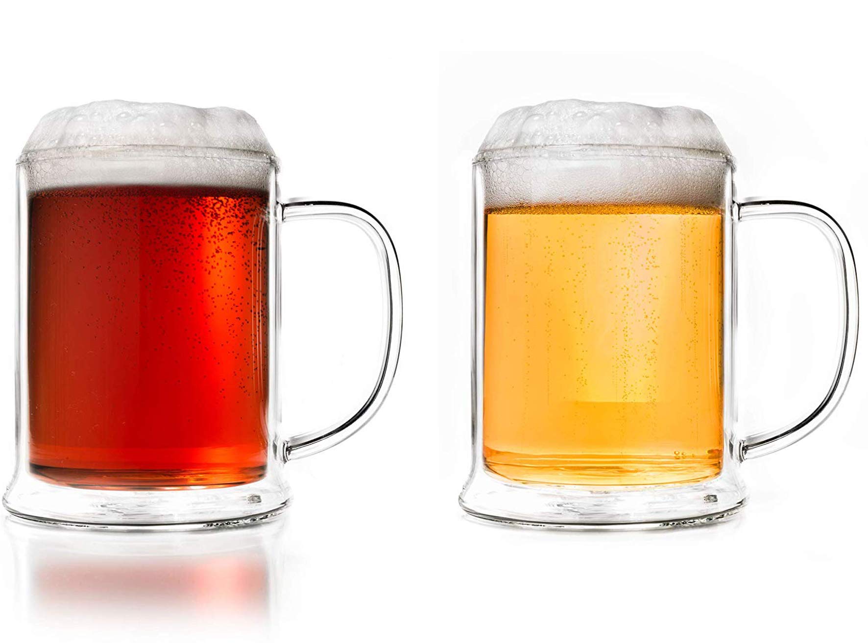 Creano doppelwandiges Bierglas 500ml, Thermoglas Beerglass, Bierkrug, Humpen (2X 500ml)