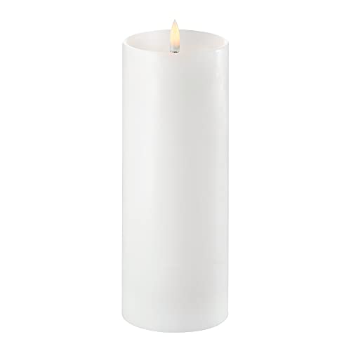 Piffany Copenhagen Uyuni Lighting Pillar LED Kerze tiefer Docht 7,8 x 20 cm Echtwachs Weiss - 6 Stunden Timerfunktion - Keine Brandgefahr, Keine Rußbildung und kein Geruch