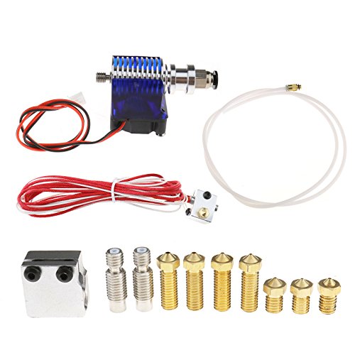 3D Printer V6 Extruder Hotend 1.75 mm/0.4 mm RepRap Kit + extra Parts, Messing Druckkopf, Düsen Kehle, Volcano heating Block