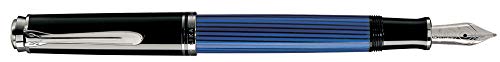 Pelikan Fine-Writing Pelikan 804172 Kolbenfüllhalter Souverän M405, blau/Schwarz/Silber, Feder EF