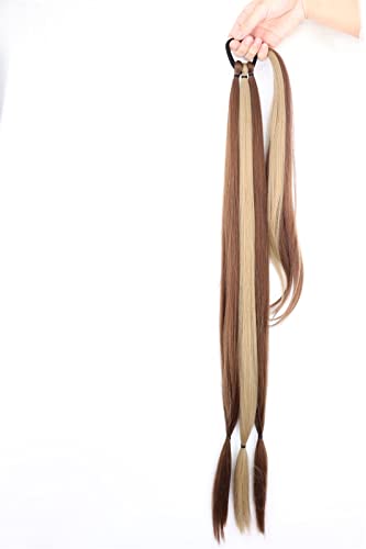 Pferdeschwanz-Verlängerung 34-Zoll-synthetische geflochtene Pferdeschwanz-Haarteile mit elastischem Gummiband, hitzebeständige Hochtemperaturfaser, geeignet for Frauen Haarteil für Frauen (Color : 12