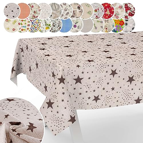 Tischdecke aus Stoff Textil abwaschbar Tischwäsche Tischtuch Baumwolle Polyester Stars 180x140cm In-/Outdoor Tischdecke