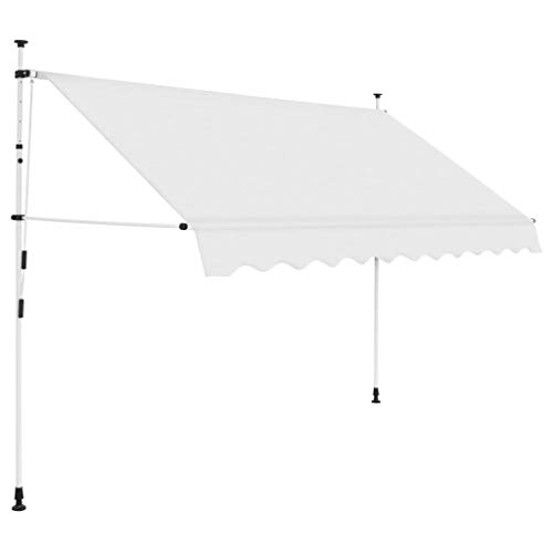 tidyard Markise Einziehbar Manuell Sonnenschutz, UV-best?ndig und h?henverstellbar, 300 cm, für Fenster Terrasse Balkon Garten, Cremewei?