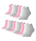 PUMA 15 Paar Unisex Quarter Socken Sneaker Gr. 35-49 für Damen Herren Füßlinge, Farbe:395 - prism pink, Socken & Strümpfe:35-38