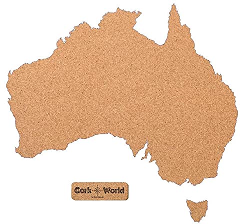 Australien als Pinnwand aus Kork XXL ca. 75x60 cm | Umriss Australien zum Pinnen und als Wanddeko | Tolle CORKWORLD | Detailgenau & Hochwertig