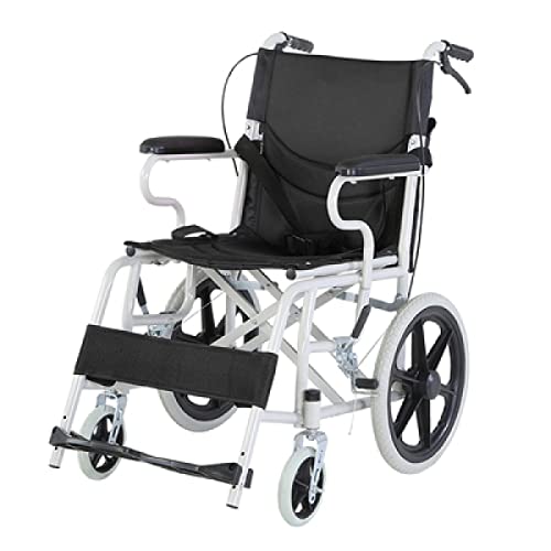 Klappbarer Transport-Haushaltsmobiler tragbarer Rollstuhl, leichter Mobilitätshilfe-Reisestuhl mit Handbremsen und Beinstützen für ältere behinderte Erwachsene (D) (B)