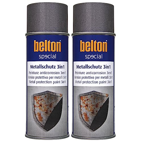 ECI 2x Belton Metallschutzlack 3in1 400 ml Metallschutzfarbe Schutzlack Rostschutzfarbe Rostschutzlack Farbe nach Wahl (Eisenglimmer Anthrazit)