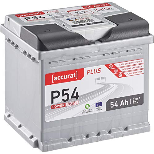 Accurat 12V Autobatterie 54Ah 530A-Kälteprüfstrom Blei-Säure Starterbatterie für PKW wartungsfrei