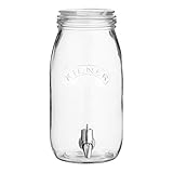 KILNER Getränkespender Einmachglas, 3 Liter, 25 x 19 x 30 cm, Glas/Kunststoff/Silikon