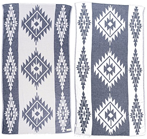 Bersuse Handtuch, 100% Baumwolle, Tulum, zweilagig, handgewebt, 94 x 178 cm, Dunkelblau