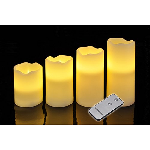 Haushalt International Set of 4 LED Candles with Flickering Light and Remote Control