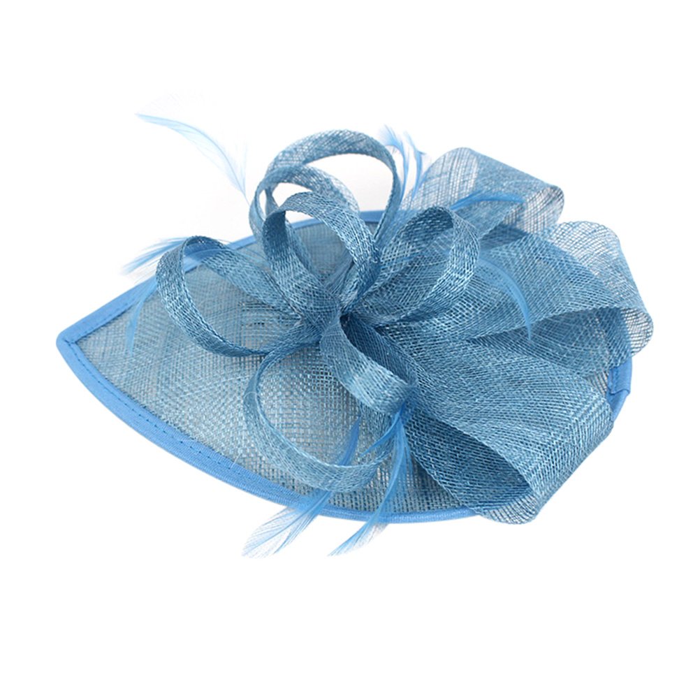Frcolor Fascinator Hut, Hochzeit Feather Hut Filz Hut für Frauen (blau)