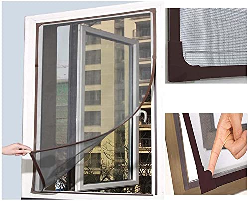 Hengz Katzenschutz-Fenster, magnetisch, zuschneidbar, Moskitonetz, Insektenschutzfenster mit Rahmen, hält Fliegen fern, zuschneidbar, Insektenvorhang, 70 x 100 cm (braun)