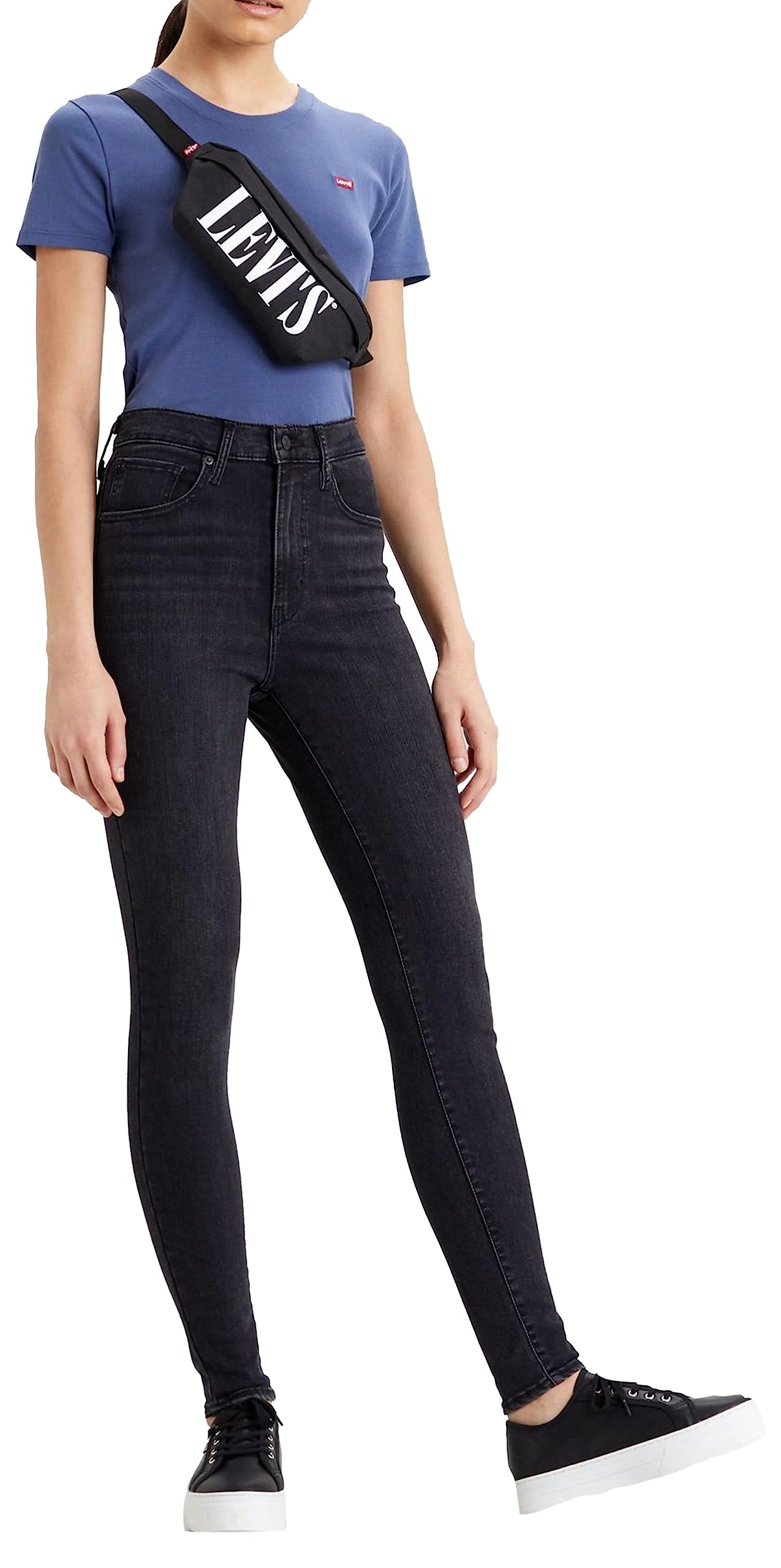 Levi's Damen Mile High Super Skinny Jeans, Black Ground, 27W / 32L