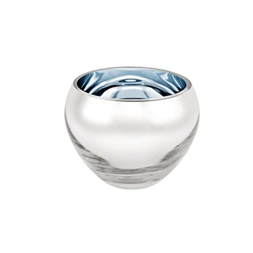 Fink - Teelichthalter, Windlicht - Glas - Farbe: hellblau/Silber - (ØxH) 12 x 9 cm