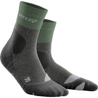 CEP – HIKING MERINO MID CUT SOCKS REDESIGN für Damen | Knöchellange Wandersocken mit Kompression in Forestgreen / Grey | Größe III