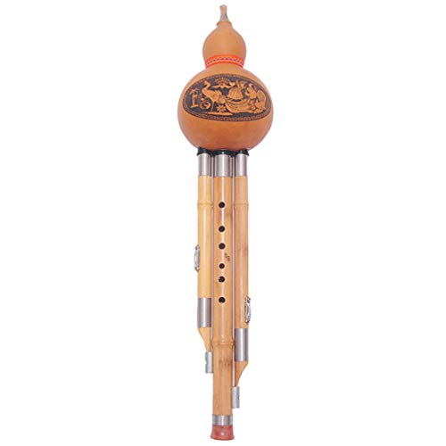 Milisten Chinesisches Traditionelles Instrument Hulusi Kürbis Flöte Schlüssel von BB Ethnischen Instrumenten Geschenk für Anfänger Musikliebhaber Zufälliges Muster