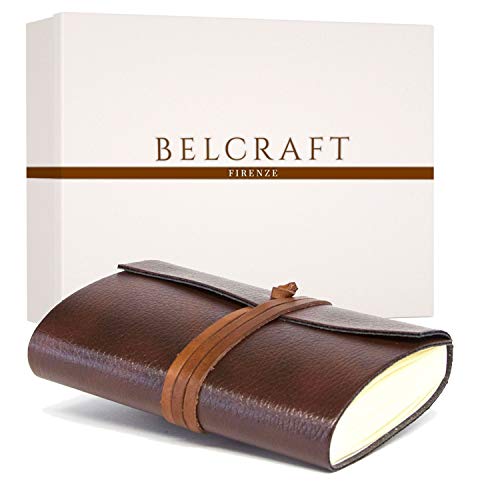 Tivoli kleines Notizbuch aus recyceltem Leder, Handgearbeitet in klassischem Italienischem Stil, Geschenkschachtel inklusive, Tagebuch (9x13 cm) Braun