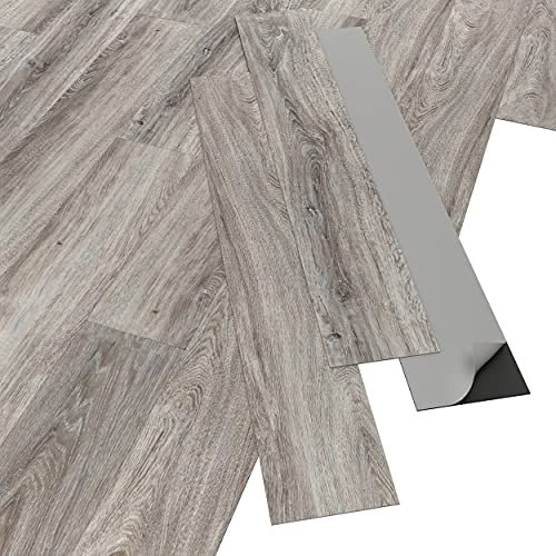 ARTENS - PVC Bodenbelag - Selbstklebende Dielen - Holz-Effekt - Hellgrau/Grau - 2,23m²/16 Dielen