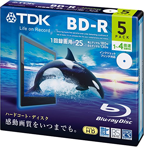 TDK Blu-ray BD-R Disk | 25GB 4x Speed 5 Pack (japan import)