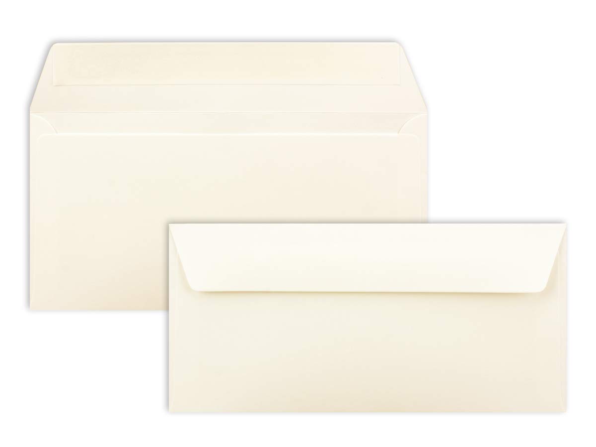 300 Brief-Umschläge DIN Lang - Naturweiß - 110 g/m² - 11 x 22 cm - sehr formstabil - Haftklebung - Qualitätsmarke: FarbenFroh by GUSTAV NEUSER