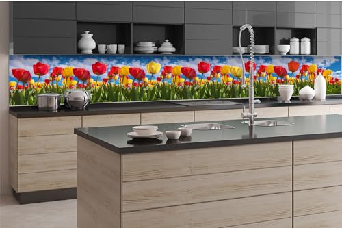 Dimex Küchenrückwand Folie Selbstklebend FRÜHLINGSTULPE 350 x 60 cm | Klebefolie - Dekofolie - Spritzschutz für Küche