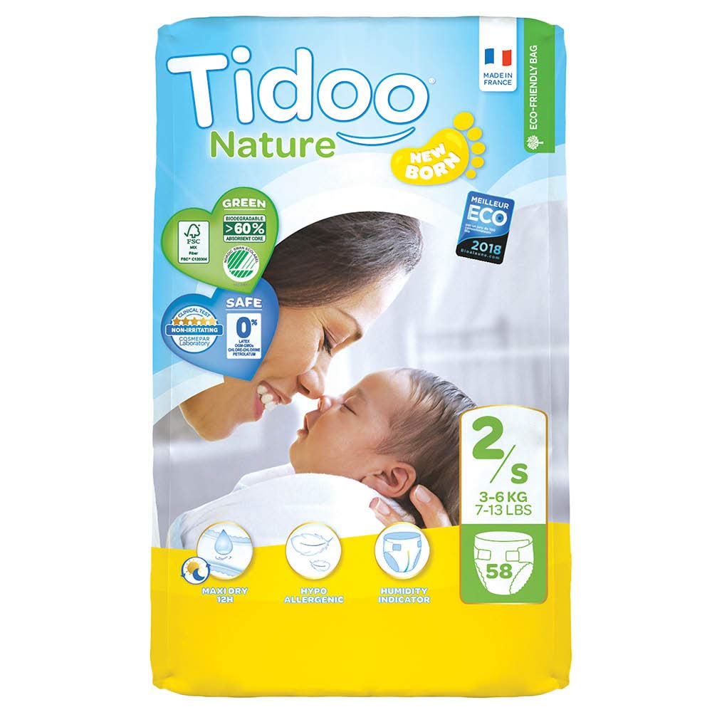 Tidoo Nature Windeln Jumbo Pack Größe 2 / S, 3-6 kg, 58 Stück