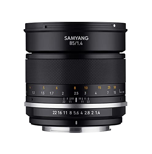SAMYANGMF 85mm F1,4 MK2 für Nikon F AE – Porträt Objektiv manueller Fokus für Vollformat und APS-C Festbrennweite Nikon F Mount, 2. Generation für Nikon D750, D5600, D3400, D500, D7500, D850, D780