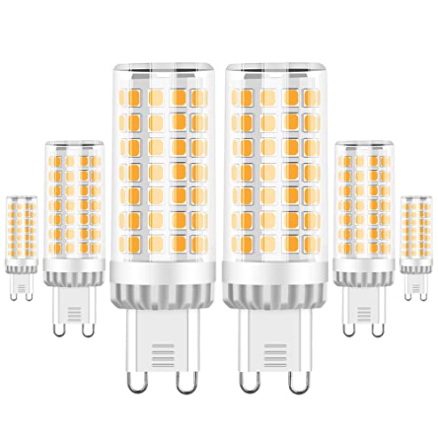 G9 LED Lampe 9W, 750LM, Warmweiß 3000K, Ersatz 50W-80W G9 Halogenlampe, G9 Sockel, Kein Flackern, Nicht Dimmbar, G9 Glühbirnen für Kronleuchter, Deckenleuchten, Wandleuchten, AC 220-240V, 6er Pack