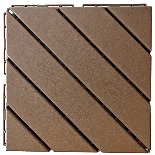 TronicXL Terrassenfliesen Terrassendielen 30 x 30 cm I 11 Stück I ca. 1m² Holz Optik Fliese Bodenfliese Klickfliese mit Klicksystem Bodenbelag (DUNKEL BRAUN)