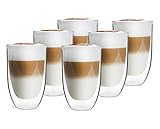 Vialli Design doppelwandig lang Gläser 350 ml Set von 6 Innovative ideal für Latte, 14 x 9 x 9 cm