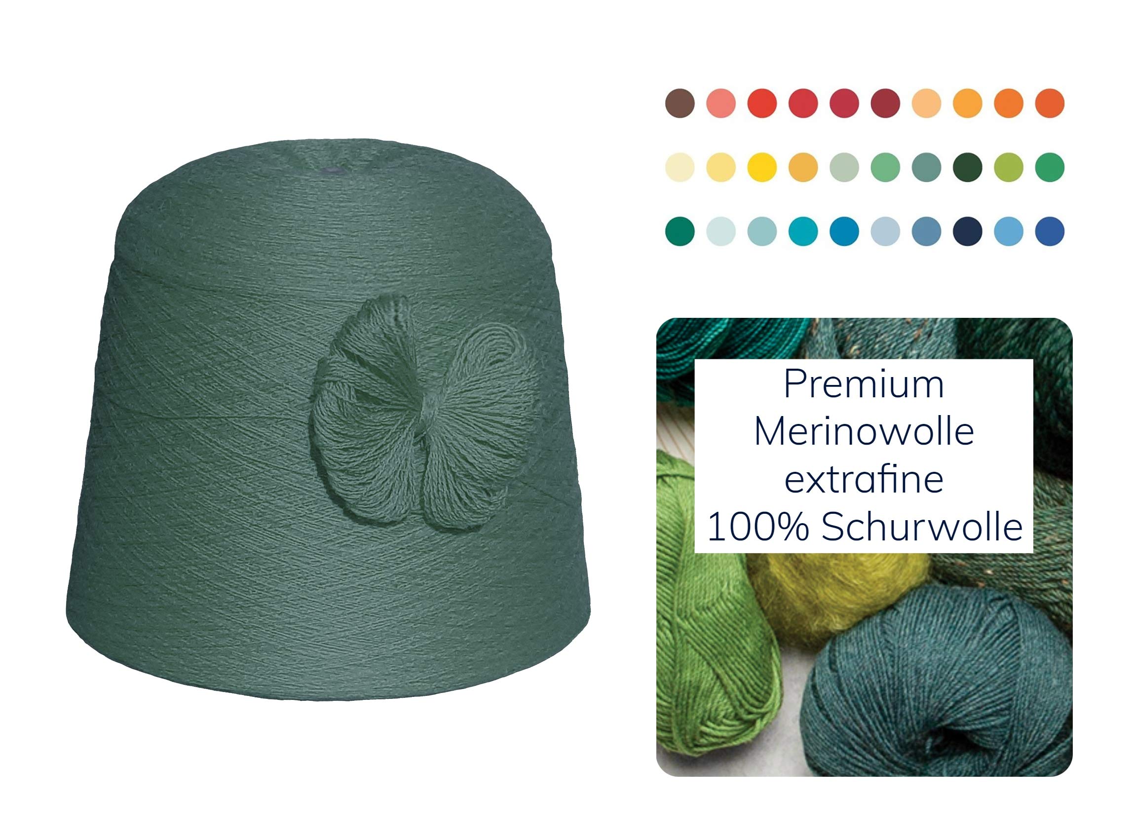 Moschen-Bayern Strickwolle 1 kg 1000g Merinowolle Extrafine 100% Schurwolle Schafwolle Handstrick Wolle zum Stricken Häkelwolle Häkeln Garn Nadel 2,5 3 3,5 4 - Grün Smaragd