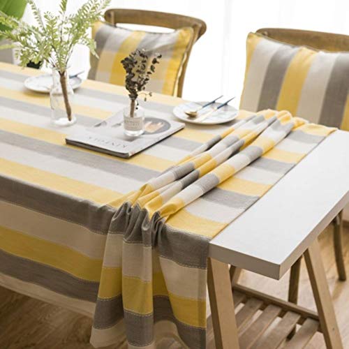 Tischdecke Streifen Tischdecke wasserdichte Dekorative Tischdecke Gelb Grau Streifen Rechteckige Esstischabdeckung Tischdecke