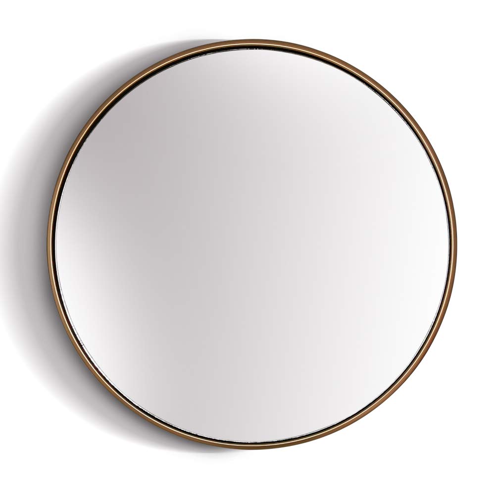Elegance by Casa Chic - Spiegel Rund Goldener Wandspiegel aus Metall - Rund Spiegel 80 cm Durchmesser Galvanisiertes Metall - Ideal für Badezimmer und Wohnzimmer - Gold
