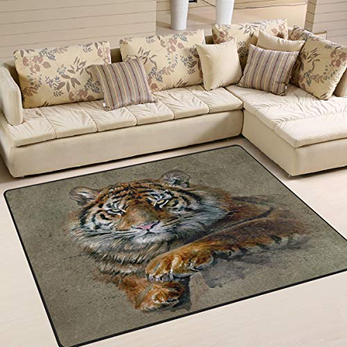 Use7 Teppich mit abstraktem Tiger, für Wohnzimmer, Schlafzimmer, 203 cm x 147,3 cm