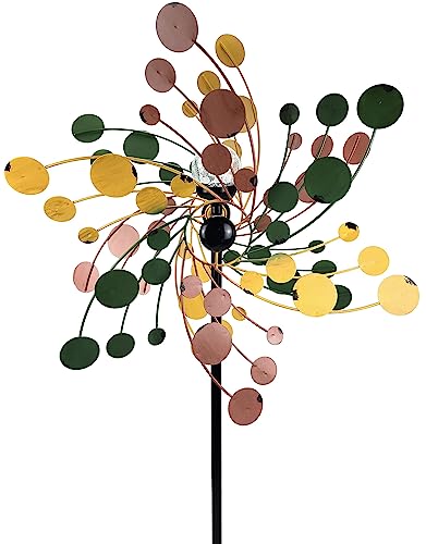 Crispe home & garden Metall Windrad 'Vintage' - Windspiel Windmühle für den Garten - wetterfest und standfest - mit besten Kugellagern - mit Dreibein und wahlweise Solarlampe - Höhe 185 cm